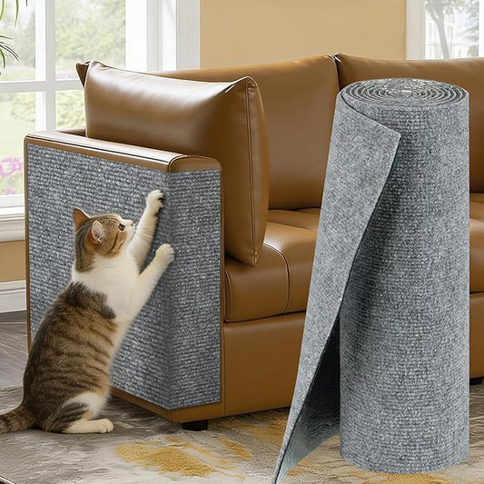 Cat Scratch Couch Furniture Protector, 78.7" x 15.8" Cat Scratcher Pad Deterrent from Cats Claws Scratching, DIY Sisal Carpet Cat Proof Couch Cover Replacement for Indoor Sofa, Wall, Door, Light Grey