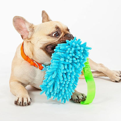 Dingo Waldemar Rutkowski Shaggy Nubby Plush tug Toy for Dogs, Training and Agility, Chasing Games and tug of war, Bungee Handle Assorted Color 15575
