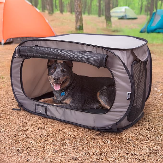 SportPet Designs Large Pop Open Kennel, Portable Cat Cage Kennel, Waterproof Pet bed, Carrier Collection
