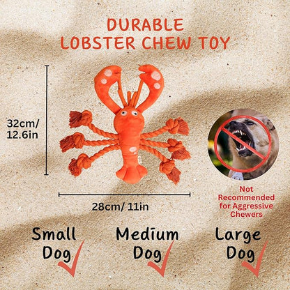 Large Squeaky Dog Toys, Tough Plush Lobster with Rope Tug of War for Puppy, Small, Medium, Large Dogs, Interactive Stuffed Chew Toy to Keep Them Busy