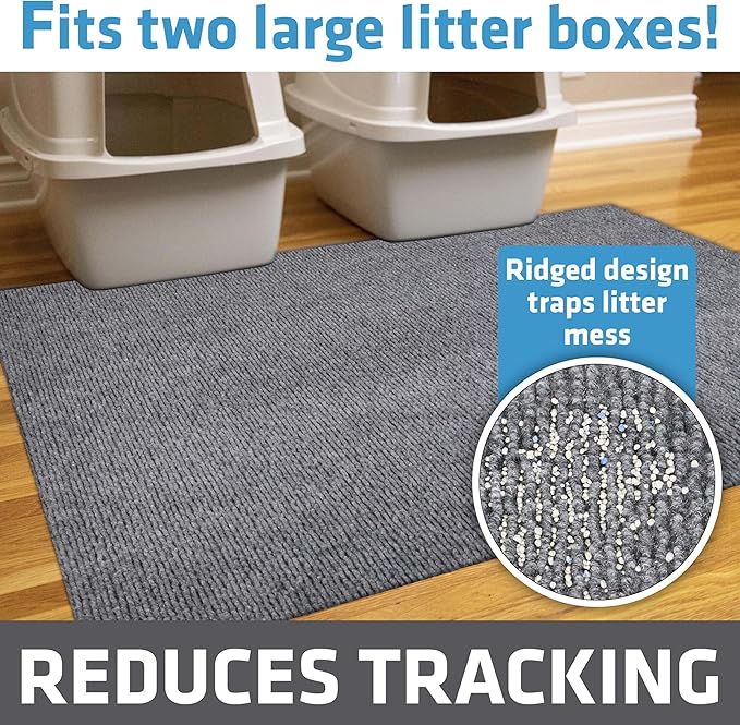 Drymate Cat Litter Box Mat, Litter Trapping Mat, Waterproof, Urine-Proof, Absorbent, Machine Washable, Soft on Paws, Contains Mess, Protects Floors, Kitten Supplies, Grey, 36x47 Jumbo XXL