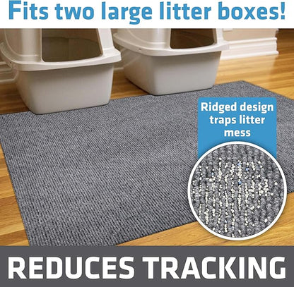 Drymate Cat Litter Box Mat, Litter Trapping Mat, Waterproof, Urine-Proof, Absorbent, Machine Washable, Soft on Paws, Contains Mess, Protects Floors, Kitten Supplies, Grey, 36x47 Jumbo XXL