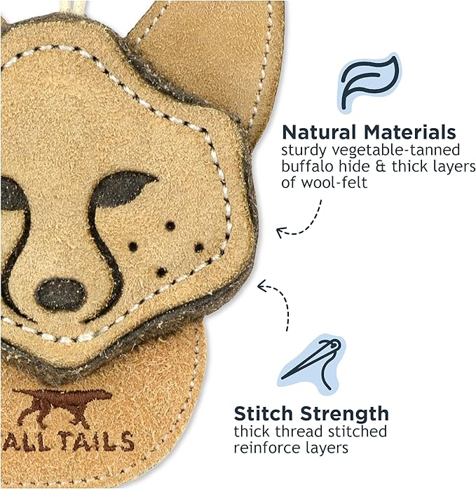 Tall Tails Dog Natural Leather Scrappy Fetch Toy for Dogs, Fox