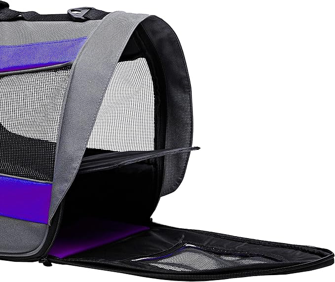 Pawer 18” x 11”x 11” Soft-Sided Foldable Airline Approved Pet Carrier for Cat, Puppy and Small Dog, Washable 600D Oxford Fabric, with Handle and Strap for Carry, Multiple Colors Available