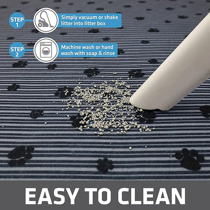 Drymate Cat Litter Box Mat, Litter Trapping Mat, Waterproof, Urine-Proof, Absorbent, Machine Washable, Soft on Paws, Contains Mess, Protects Floors, Kitten Supplies, Dark Grey, 28x36 XL, 12-Pack