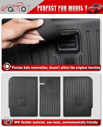 Rear Seat Back Cover Backrest Protector for Tesla Model Y Accessories 2020 2021 2022 2023 2024 with Hook&Loop All Weather Split Dog Liner Pet Mat Cargo Trunk Liner 3 PCS