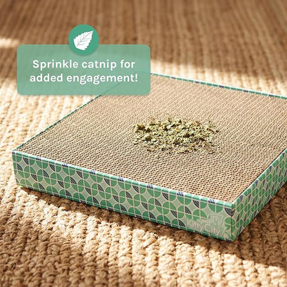 Kitty City Cat Scratcher Refill – 3-Pack Durable Corrugated Cardboard Scratch Pads with Catnip – Double-Sided for Longer Use, Cat Claw Maintenance & Furniture Protection - Size: 13.25" x 13.25"