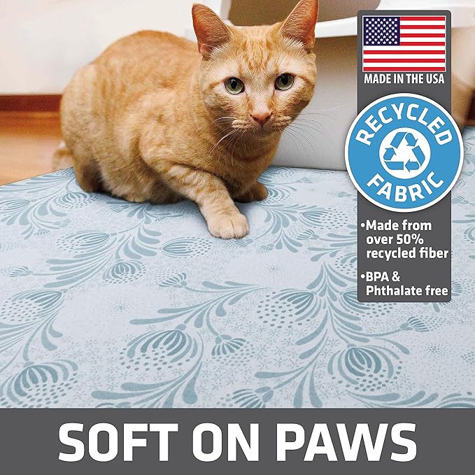 Drymate Cat Litter Box Mat, Litter Trapping Mat, Waterproof, Urine-Proof, Absorbent, Machine Washable, Soft on Paws, Contains Mess, Protects Floors, Kitten Supplies, Light Blue, 29x36 XL