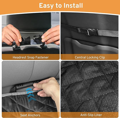 XHRING Dog Car Seat Cover for Subaru Outback Crosstrek Forester 2000-2025 2026 Front Seat Accessories, Waterproof Nonslip Car SUV Seat Cover Pet Front Seat Covers with Side Flaps, Black Grey
