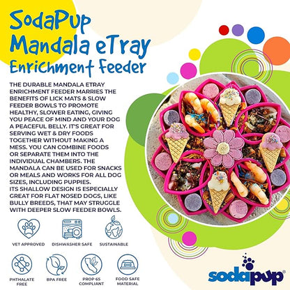 SodaPup Mandala eTray – Durable Slow Feeder Tray Made in USA from Non-Toxic, Pet-Safe, Food Safe Material for Mental Stimulation, Calming, Avoiding Overfeeding, Slow Eating, Healthy Digestion & More