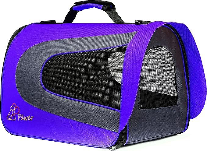 Pawer 18” x 11”x 11” Soft-Sided Foldable Airline Approved Pet Carrier for Cat, Puppy and Small Dog, Washable 600D Oxford Fabric, with Handle and Strap for Carry, Multiple Colors Available