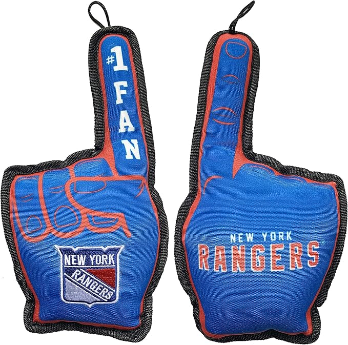 Pets First NHL New York Rangers #1 Fan Toy for Dogs & Cats. Best Tough PET Toy with Inner Squeaker. Number One Premium Dog Toy for Strongest Chewers & Sports Fans, One Size
