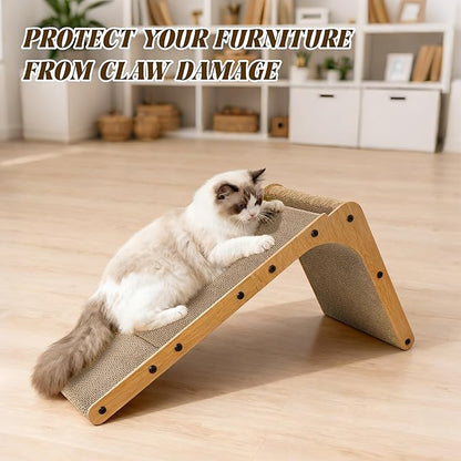 PatiencET L Shape Cat Scratcher, 26.8 Inch Cardboard Scratch Pad for Indoor Cats, Large Vertical Scratch Board, Furniture Protector