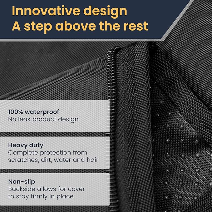 Happy Howls Dog Car Seat Cover - Waterproof Back Seat Cover for Dogs - Headrest & Door Panel Protector - 1100D Fabric with Mesh Window, Zippered Side Flaps, Non-Slip Bottom - 55x67, Universal Fit