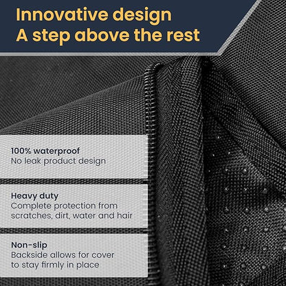 Happy Howls Dog Car Seat Cover - Waterproof Back Seat Cover for Dogs - Headrest & Door Panel Protector - 1100D Fabric with Mesh Window, Zippered Side Flaps, Non-Slip Bottom - 55x67, Universal Fit