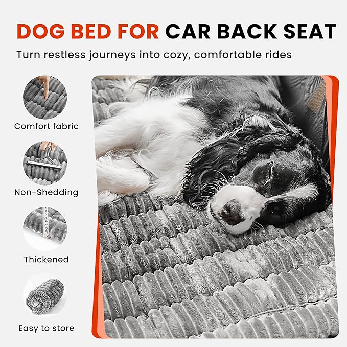HiPetpy Backseat Dog Bed Mat for Car, Non-Slip Dog Bed for Car Back Seat, Soft & Cozy Dogs Blanket, Washable Travel Pet Mat Seat Protector for Cars, SUVs, Trucks