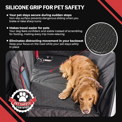 Hard Bottom Dog Car Seat Cover for Back Seat - PetSuite by Seat Cover Solutions- 300-lb Strength Pet Cover for Dogs with 40% Extra Space, Waterproof Nonslip Dog Hammock for Car Hard Bottom (Trucks)