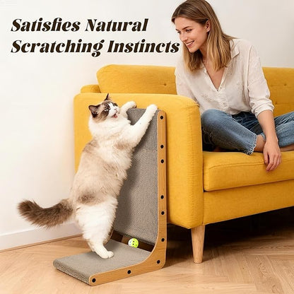 PatiencET L Shape Cat Scratcher, 26.8 Inch Cardboard Scratch Pad for Indoor Cats, Large Vertical Scratch Board, Furniture Protector