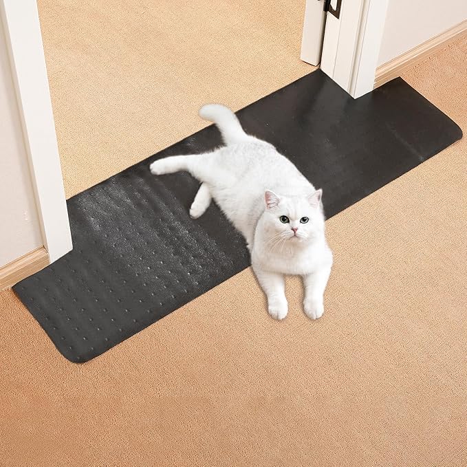Uross Carpet Protector for Pets - 3.6FT Black Cat Carpet Protector for Doorway, Anti Scratch Under Door Cat Scratch Protector Mat