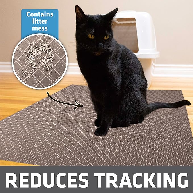 Drymate Cat Litter Box Mat, Litter Trapping Mat, Waterproof, Urine-Proof, Absorbent, Machine Washable, Soft on Paws, Contains Mess, Protects Floors, Kitten Supplies, Taupe, 29x36 XL
