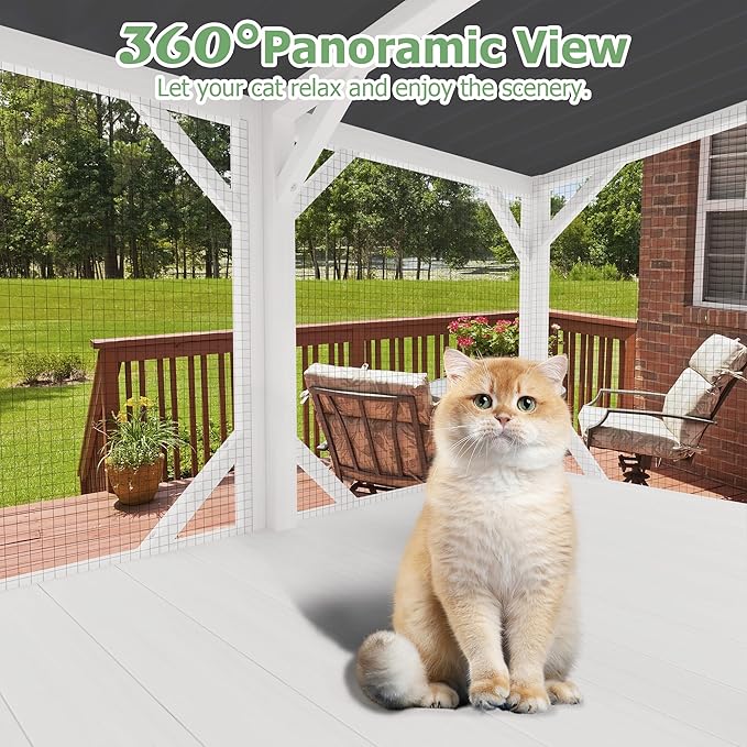Catio Outdoor Cat Enclosure - Cat Window Perch for Sunbathing, Napping, Overlooking, Napping & Nature Viewing, Window Hammock – Safe & Serene Outdoor Enjoyment (Window Catio, Whie)