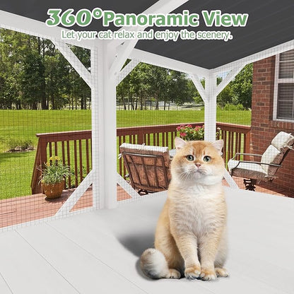 Catio Outdoor Cat Enclosure - Cat Window Perch for Sunbathing, Napping, Overlooking, Napping & Nature Viewing, Window Hammock – Safe & Serene Outdoor Enjoyment (Window Catio, Whie)