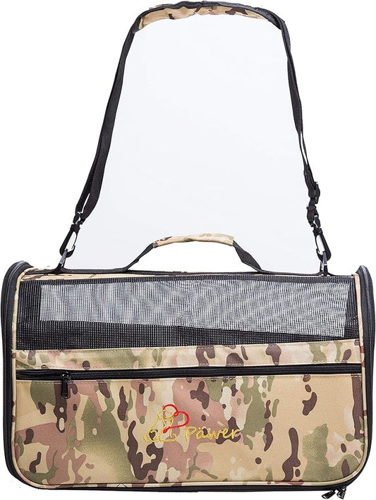 Pawer 18” x 10” x 10”Soft-Sided Foldable Airline Approved Pet Carrier for Cat, Puppy and Small Dog, Washable 600D Oxford Fabric, with Handle and Strap for Carry, Multiple Colors Available