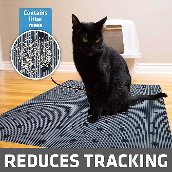 Drymate Cat Litter Box Mat, Litter Trapping Mat, Waterproof, Urine-Proof, Absorbent, Machine Washable, Soft on Paws, Contains Mess, Protects Floors, Kitten Supplies, Dark Grey, 28x36 XL, 2-Pack