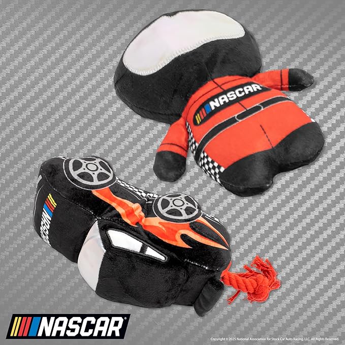 design LAB, Inc. NASCAR Official Merchandise | NASCAR Toy Racecar & Driver Character - Driver Essentials | Plush Toys for Dogs
