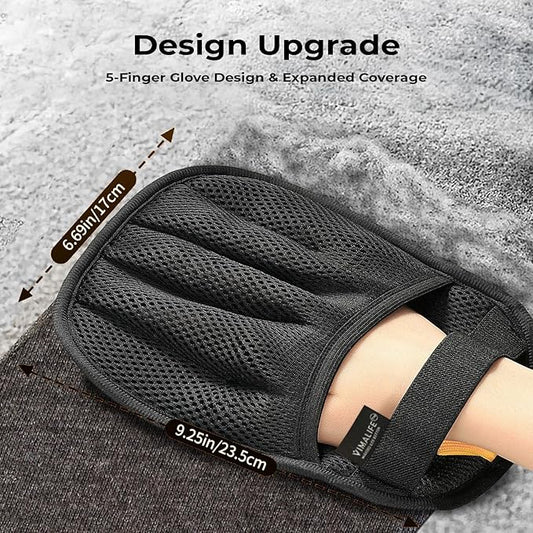 VIMALIFE Pet Hair Removal Glove for Dogs and Cats, Quick Cleaning Electrostatic Hair Remover, Reusable for Sofa, Carpet, Clothing & Car Seats, Easy Fur Cleaning Tool for Home & Travel, Black