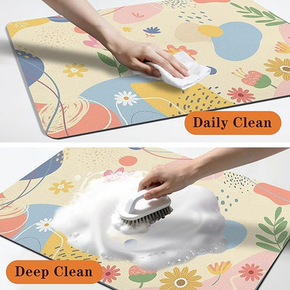 Pet Feeding Mat for Floors Waterproof Dog Mat for Food and Water Absorbent Quick Dry Non Slip mat for Cat Bowls