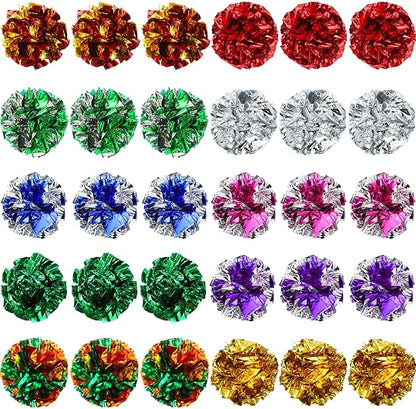 Silkfly 100 Pcs Polyester Film Crinkle Balls Cat Toys 2.36" Interactive Crinkle Ball, Colorful Balls Chew Toy for Cat Chase Ball Toys Attract Cats for Indoor Cats and Kittens to Keep Fit and Active