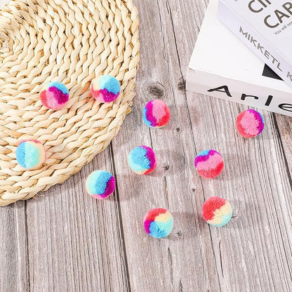 KALIONE 30 Pcs Soft Plush Cat Ball 1.2-inch Rainbow Cat Toy Balls Fuzzy Kitty Balls Kitten Puff Balls Colorful Cat Pom Pom Balls for Cat Kitten Pet Playing Exercising