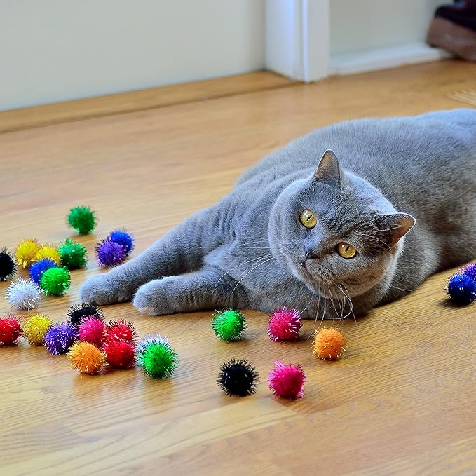 Youngever 30 Pack Sparkle Balls - Interactive Cat & Kitten Toys