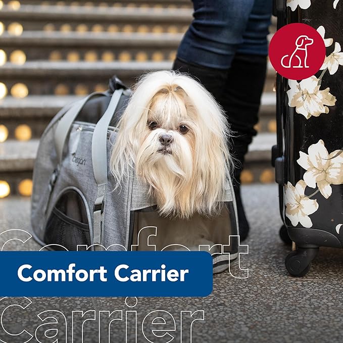 Coastal Pet Bergan Comfort Carrier - Breathable Travel Carrier for Dogs & Cats - Heather Grey, 19" x 10" x 13"