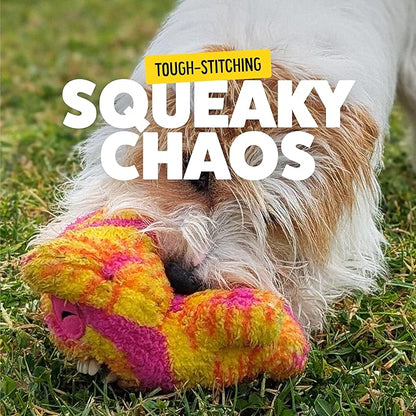 Bonkers Fuggler Old Tooth Squeaky & Plush Dog Toy, Tie Dye for Playtime, 8 inches