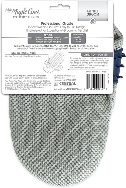 Four Paws Magic Coat Professional Series Love Glove Silicone Cat Grooming Mitt, Deshedding & Dematting, 1 Count