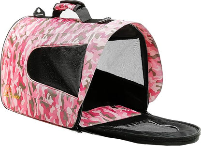 Pawer 18” x 11”x 11” Soft-Sided Foldable Airline Approved Pet Carrier for Cat, Puppy and Small Dog, Washable 600D Oxford Fabric, with Handle and Strap for Carry, Multiple Colors Available