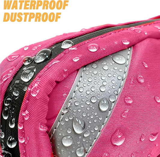 Hands Free Dog Leash with Waterproof Pouch, Adjustment Bungee Leash with Dual Soft Padded Handles for Hiking, Walking, Jogging and Running Your Dogs(Pink)