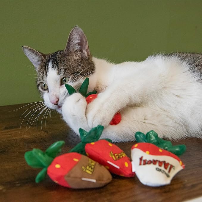 Yeowww!, Strawberries Catnip Cat Toy, 3 Count