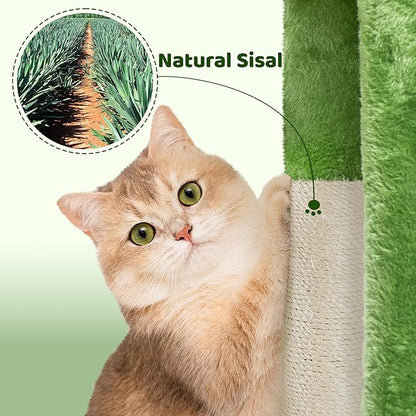 Yaheetech 23.5in Cat Tree, Cute Cat Tower for Indoor Cats with Wide Top Perch, Warm Condo, Sisal Scratching Posts for Large Cats, Green