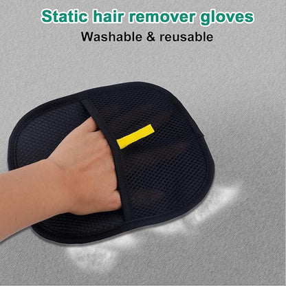 Double-Sided Pet Grooming Gloves, Electrostatic Versatile Static Pet Hair Remover Glove Reusable Static Cat Grooming Tools for Carpet Couch Clothing Furniture Supplies (Green)
