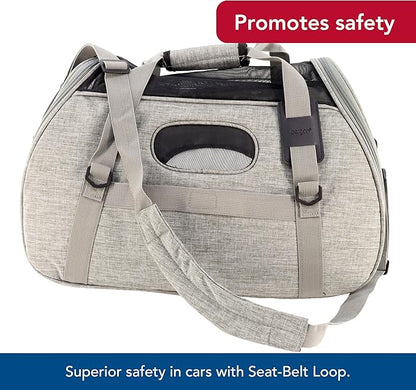 Coastal Pet Bergan Comfort Carrier - Breathable Travel Carrier for Dogs & Cats - Heather Grey, 19" x 10" x 13"