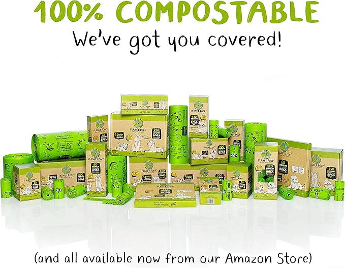 PLANET POOP Home Compostable Dog Poop Bags, 30 Count, XL Sized Cat Litter Box Clean-up with Handles, Biodegradable for Dogs Extra-Large Grocery Supplies