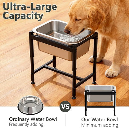 2.5 Gallon Elevated Dog Water Bowl for Large Breeds, 16.4" Height Adjustable Dog Water Bowl Dispenser with Solid Metal Base Eases Joint Strain, Anti-Tip Design and Simple to Clean, Indoor and Outdoor