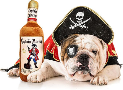 Bark Bros - Liquor Bottle Dog Toy - Plush Squeaky Dog Toys Funny Drink Parody - Alcohol Dog Toy - Dog Birthday Toy - Cute Dog Toys - Puppy Gifts - Puppy Stuff - Dog Stuff (Large, Captain Marley)