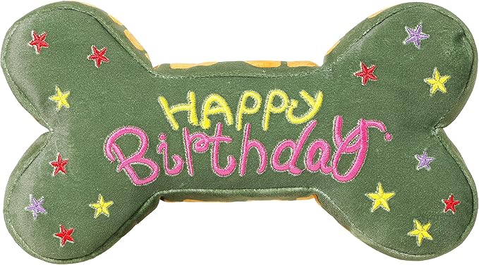 Tamu style Dog Birthday Toys for Small Medium and Large Breeds, Soft Cotton Filled Squeaky Play, Cute Bone Shape Cake, Fun Gift