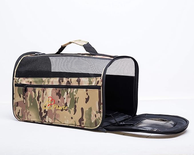 Pawer 18” x 10” x 10”Soft-Sided Foldable Airline Approved Pet Carrier for Cat, Puppy and Small Dog, Washable 600D Oxford Fabric, with Handle and Strap for Carry, Multiple Colors Available