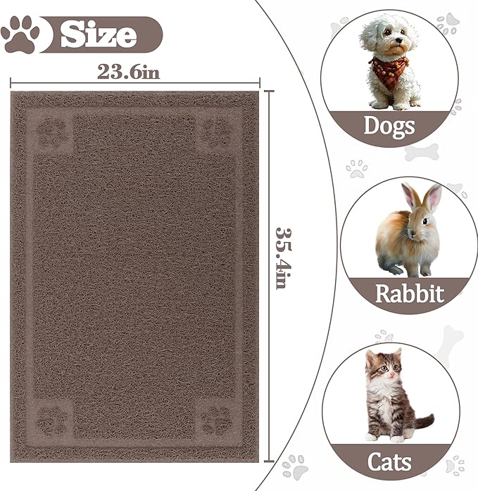 Darkyazi Pet Feeding Mat Large for Dogs and Cats,24"×36" Flexible and Easy to Clean Feeding Mat,Best for Non Slip Waterproof Feeding Mat (Coffee)