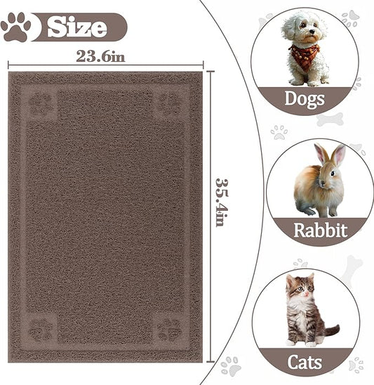 Darkyazi Pet Feeding Mat Large for Dogs and Cats,24"×36" Flexible and Easy to Clean Feeding Mat,Best for Non Slip Waterproof Feeding Mat (Coffee)